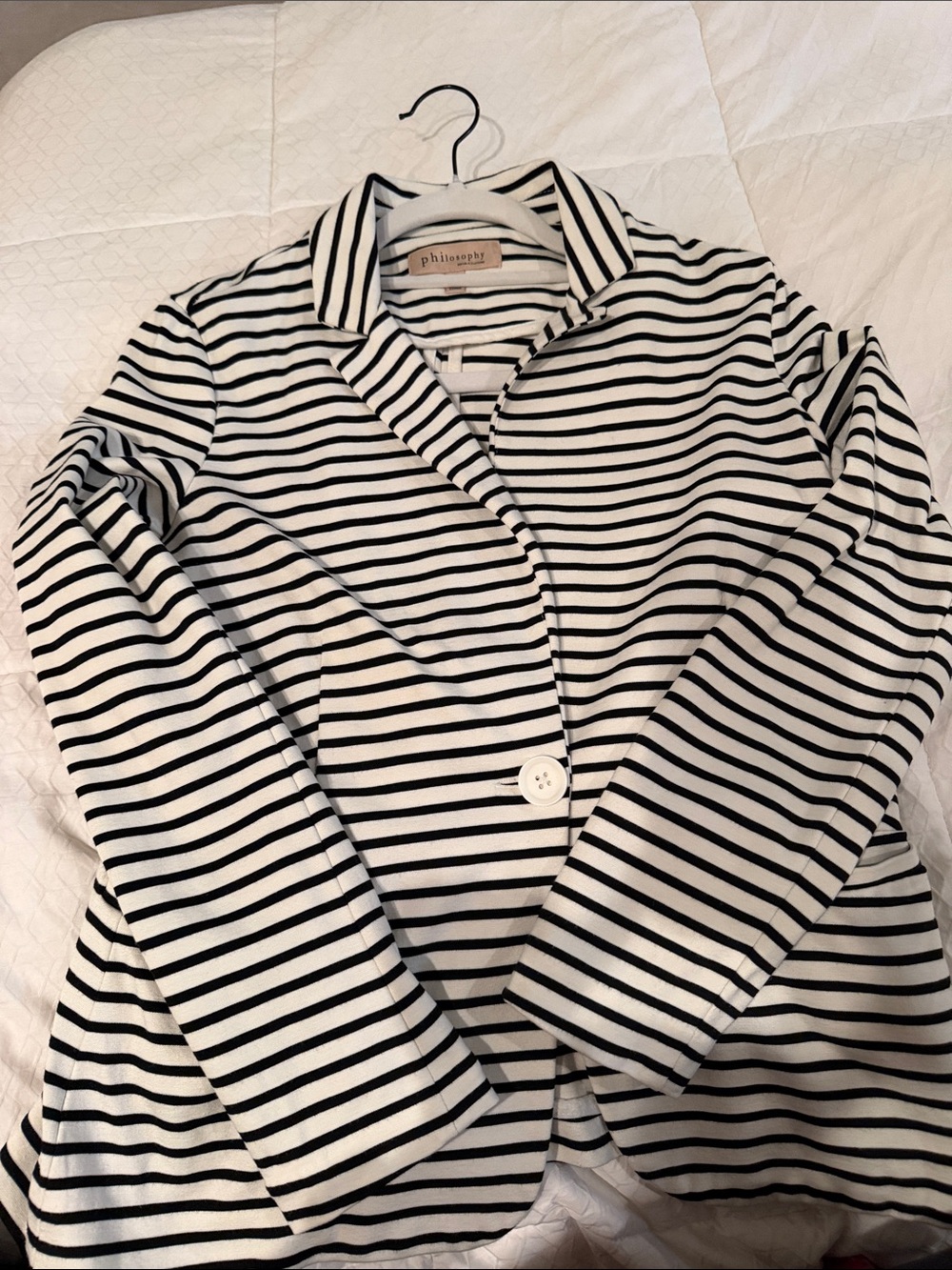 Philosophy Black and White Striped Button-Front Blazer